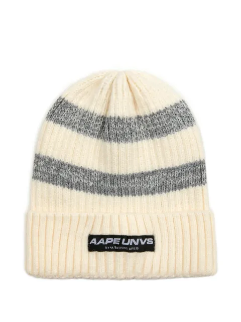AAPE BY *A BATHING APE® striped chunky-knit beanie hat Neutrals AAPHTM4964XXH