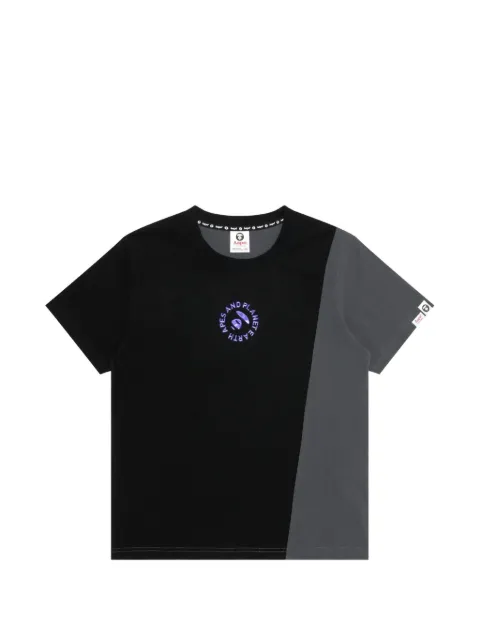 AAPE BY *A BATHING APE® Moonface embossed panelled T-shirt Black AAPTEW1329XAK