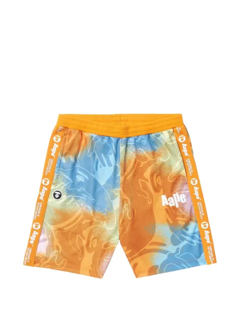 AAPE BY *A BATHING APE® Moonface embroidered-logo track shorts Orange AAPSPM6992XAK
