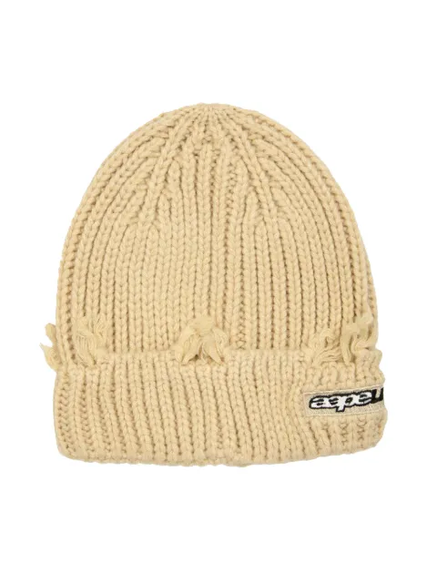 AAPE BY *A BATHING APE® logo-embroidered distressed beanie hat Neutrals AAPHTM5289XXN
