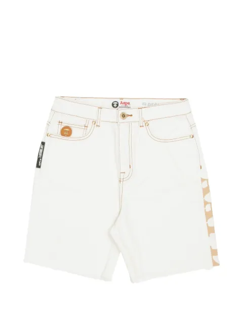 AAPE BY *A BATHING APE® logo-print raw-cut-hem shorts White AAPSPW6868XAI