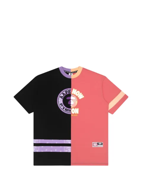 AAPE BY *A BATHING APE® panelled logo-print T-shirt Black AAPDSW8379XXG