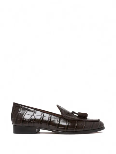 Pollini Outline Belgian crocodile-effect tassel loafers Brown PA10042C1PPM130A