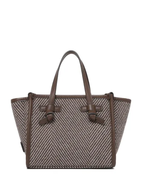 MARCELLA CLUB small Marcella herringbone-weave tote bag Brown BS8065COMMSPIGA