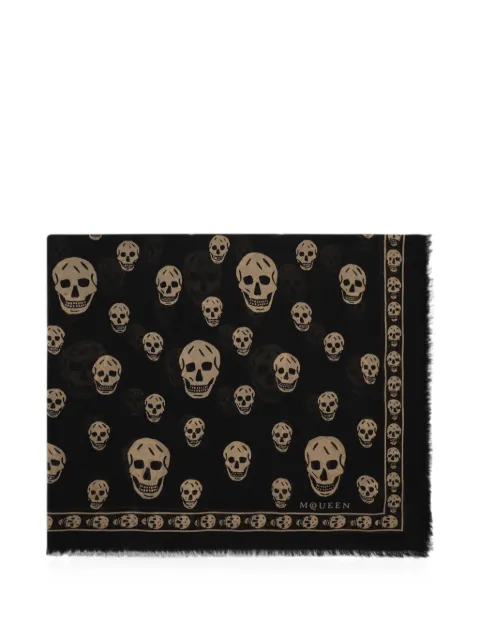 Alexander McQueen classic Skull scarf in black/light brown Black 8078894943Q1079