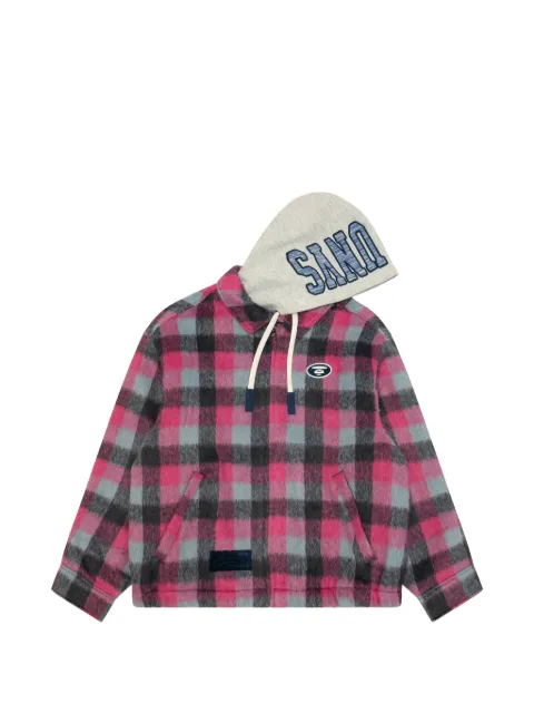AAPE BY *A BATHING APE® Moonface check hooded jacket Pink AAPJKM7743XXP