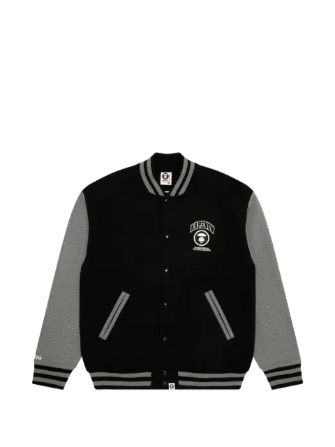 AAPE BY *A BATHING APE® Moonface-patch button-up sweatshirt Black AAPSWMB328XXN