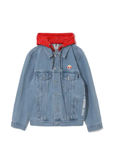 AAPE BY *A BATHING APE® logo-embroidered hooded denim jacket Blue AAPLJW7285XAC