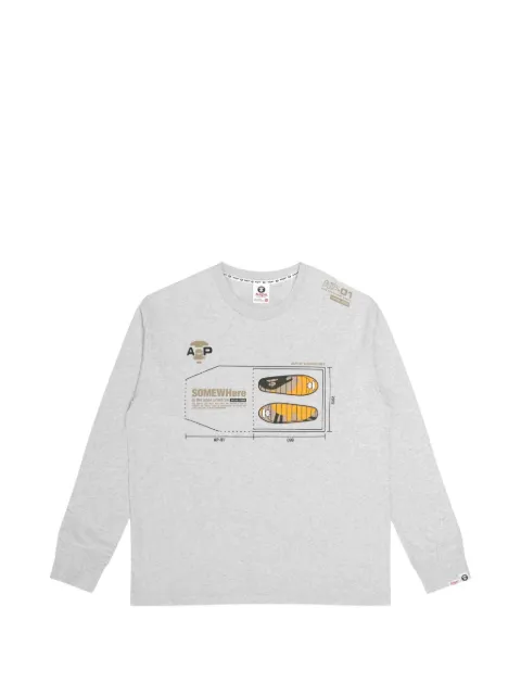 AAPE BY *A BATHING APE® Moonface graphic-print long-sleeve T-shirt Grey AAPLTM1015XAJ