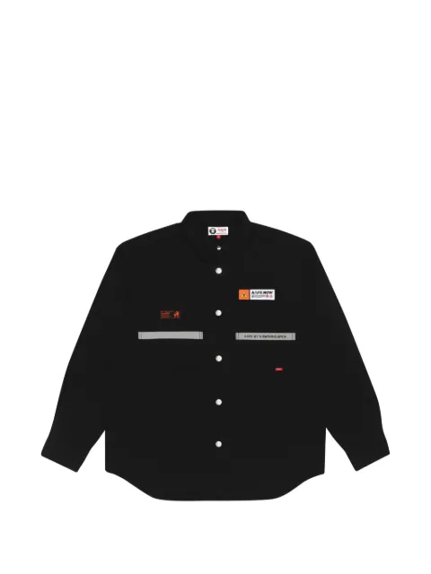 AAPE BY *A BATHING APE® logo-patch button-up shirt Black AAPSTM8327XXD