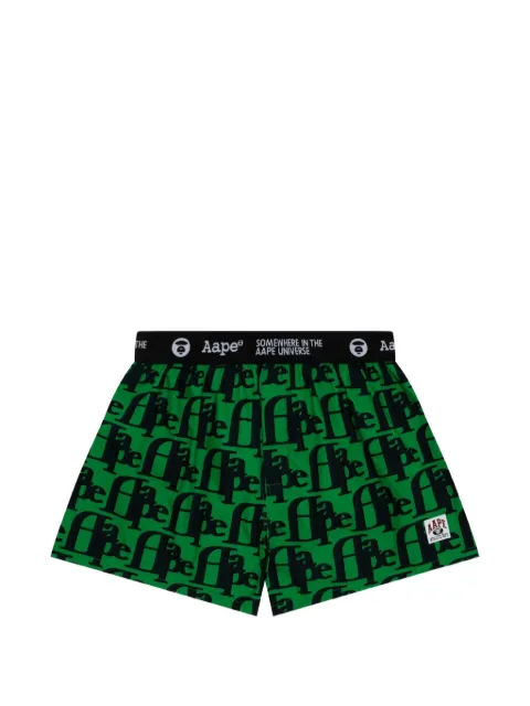 AAPE BY *A BATHING APE® logo-print elasticated-waistband boxer shorts Green AAPUWM5328XXO