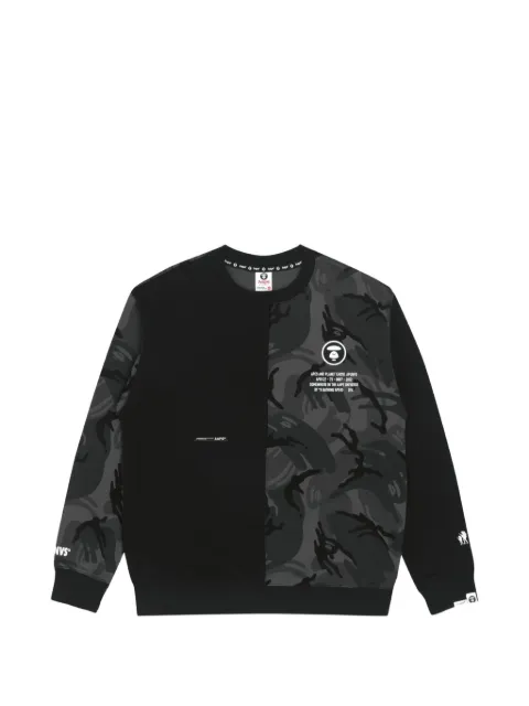 AAPE BY *A BATHING APE® Moonface camouflage-panelled sweatshirt Black AAPSWM3874XXI