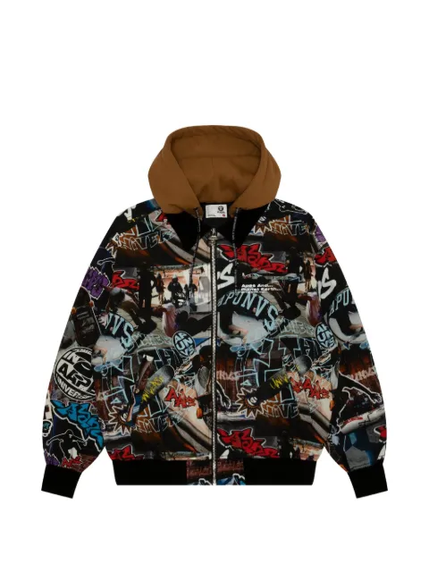 AAPE BY *A BATHING APE® graffiti-print hooded jacket Black AAPLJM7675XAN