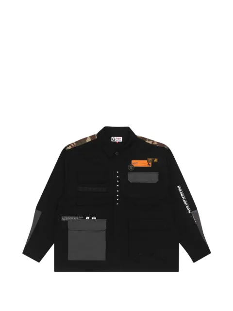 AAPE BY *A BATHING APE® Moonface camouflage-panel shirt Black AAPSTM8360XXF