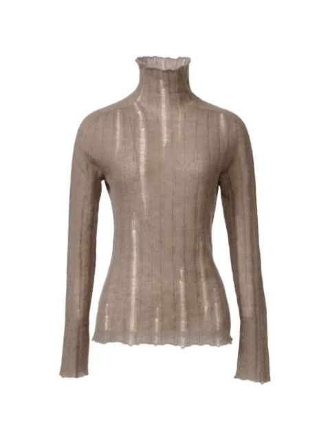Fabiana Filippi distressed roll-neck sweater Brown MAD226F0980000D936