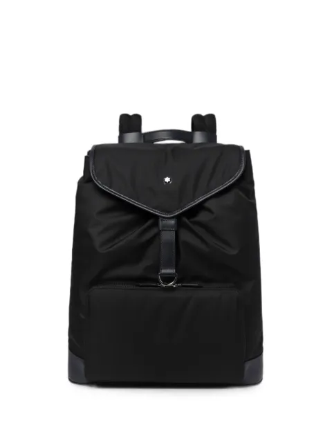 Montblanc logo-plaque foldover-top canvas large backpack Black 223109BLACK