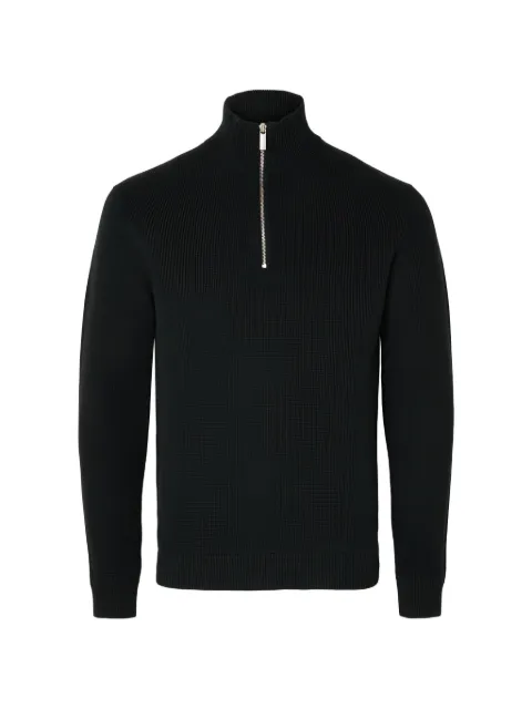 SELECTED quarter-zip knitted sweater Black 16092601BLACK