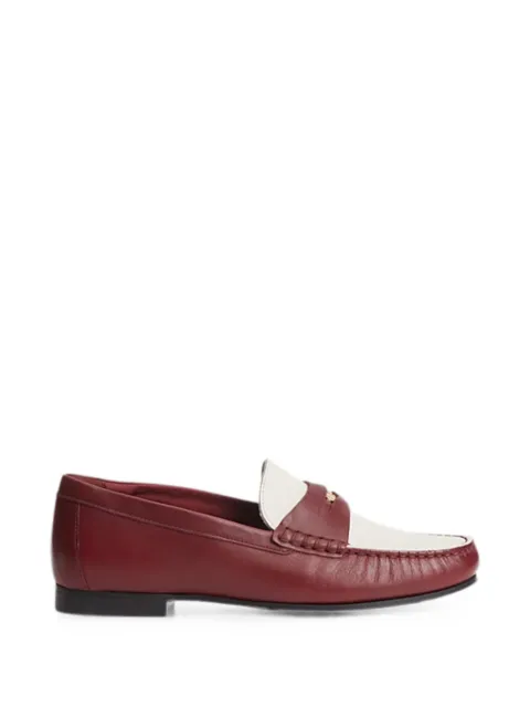 Tommy Hilfiger logo-plaque two-tone leather loafers Red FW0FW09499GNE