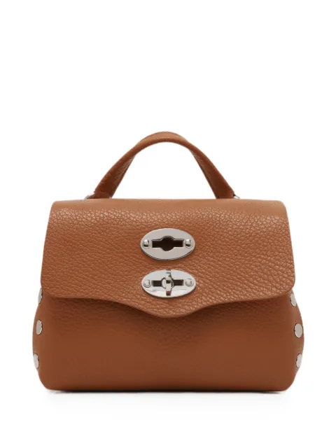 Zanellato Sbaby Postina stud-embellished leather clutch bag Brown 068450SBABY0720000Z1156