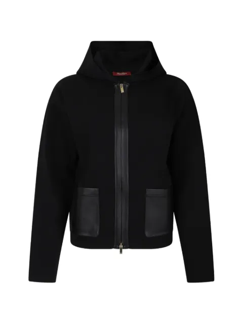 Max Mara Colimbo leather-trimmed hoodie Black 2626346041600