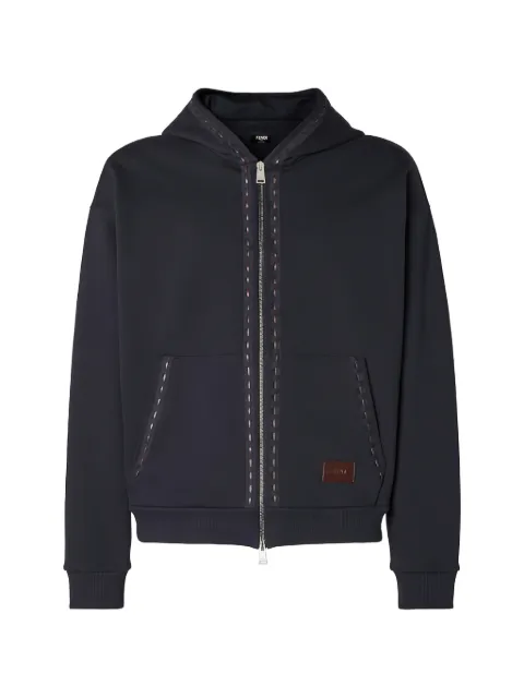 FENDI contrast-stitch zip-up hoodie Blue CFY1360