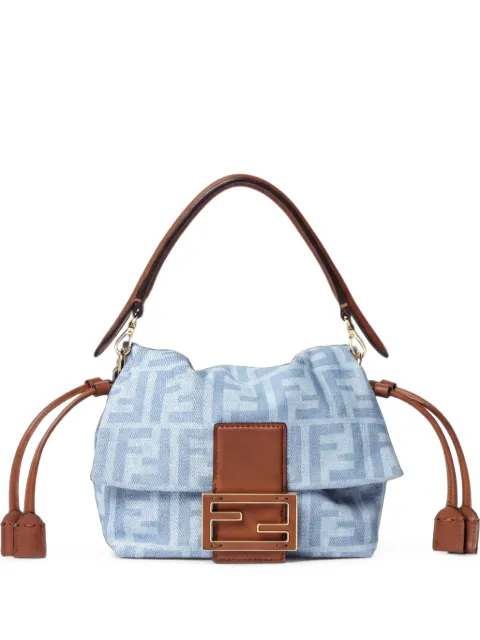FENDI Baguette® Soft small light blue FF denim mini bag Blue 8BS105AY6Q