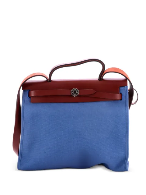Hermès Pre-Owned Herbag Zip Leather and Toile 31 shoulder bag Blue Z6P0VP45LR9KM95L