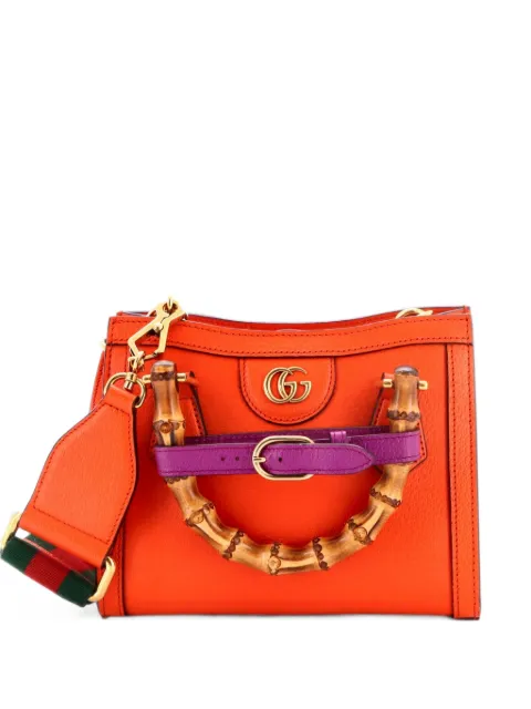 Gucci Pre-Owned Diana NM Bamboo Handle Tote Leather Mini crossbody bag Orange URQFM9DDJOGB8UUF