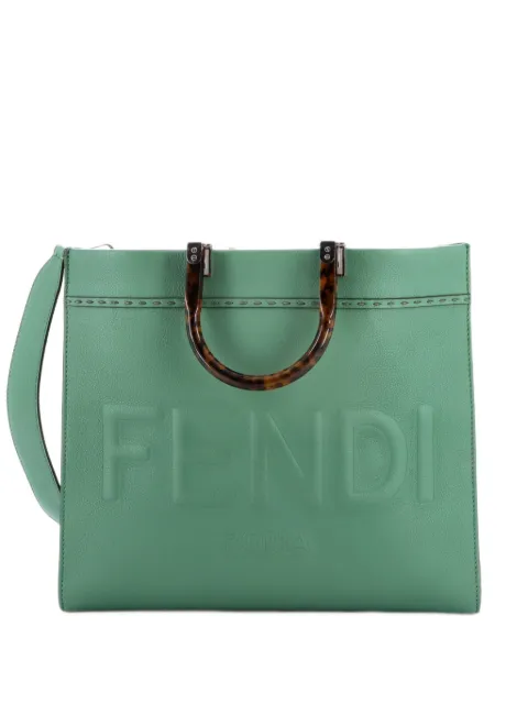 Fendi Pre-Owned Sunshine Shopper Leather Medium tote bag Green ROPG7YVL5TKV4RWR