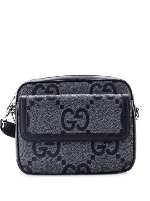 Gucci Pre-Owned Front Pocket Messenger Jumbo GG Embossed Leather Small crossbody bag Black GZEJVFV2O825POJI