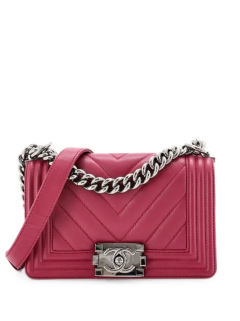 CHANEL Pre-Owned Boy Flap Bag Chevron Calfskin Small crossbody bag Pink FH3FSES7NR8BQK3L