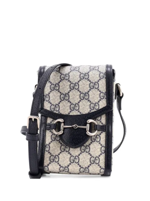 Gucci Pre-Owned Horsebit 1955 GG Coated Canvas with Leather Mini crossbody bag Blue 2IQBZHZFM0AWYL5W