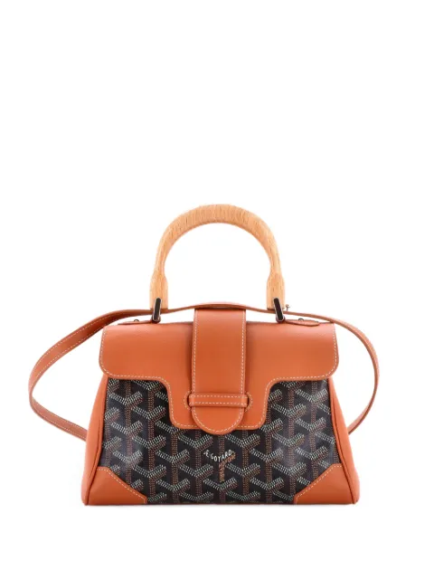 Goyard Pre-Owned Saigon Top Handle Bag Coated Canvas with Leather Mini shoulder bag Brown 1U72V5REESTAEJDA