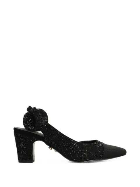 TWENTY FOURHAITCH Esea crystal-embellished floral-detail pumps Black ESEA