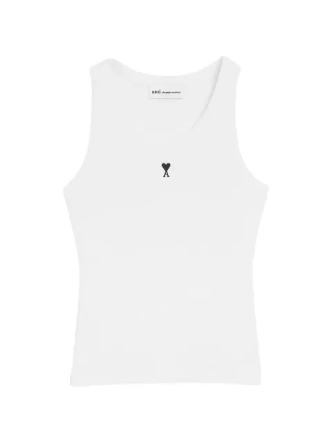AMI Paris white cotton Ami De Coeur tank top White FTP811JE0117