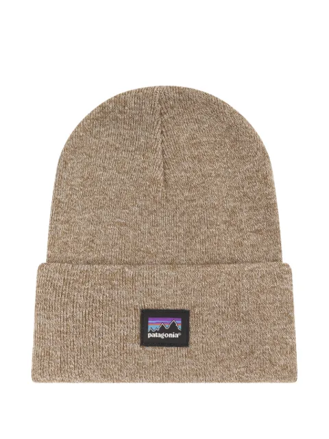 Patagonia Everyday logo-patch fold-over beanie hat Brown 33431