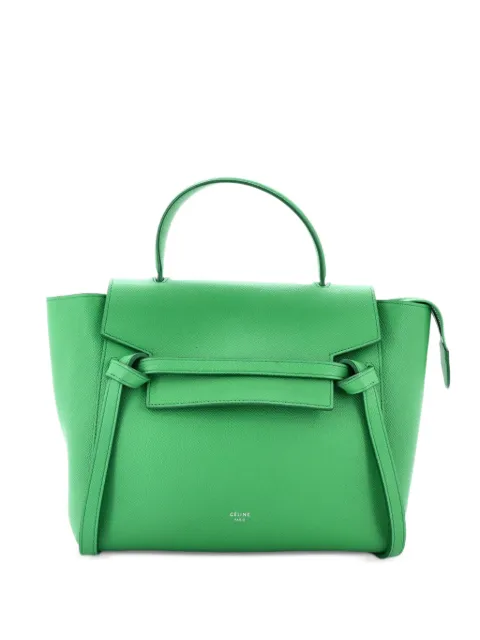 Celine Pre-Owned Belt Bag Textured Leather Micro satchel Green TRKBD8JWKU0LP16C