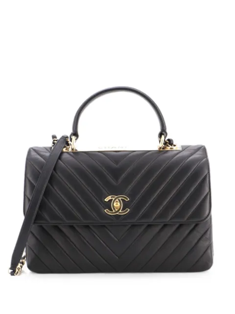 CHANEL Pre-Owned Trendy CC Top Handle Bag Chevron Lambskin Medium satchel Black P5AS3LFQ05HLXTG5
