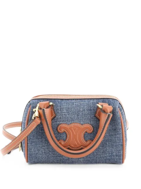 Celine Pre-Owned Cuir Triomphe Boston Bag Denim Mini satchel Blue OM2NI9URXU777RCT