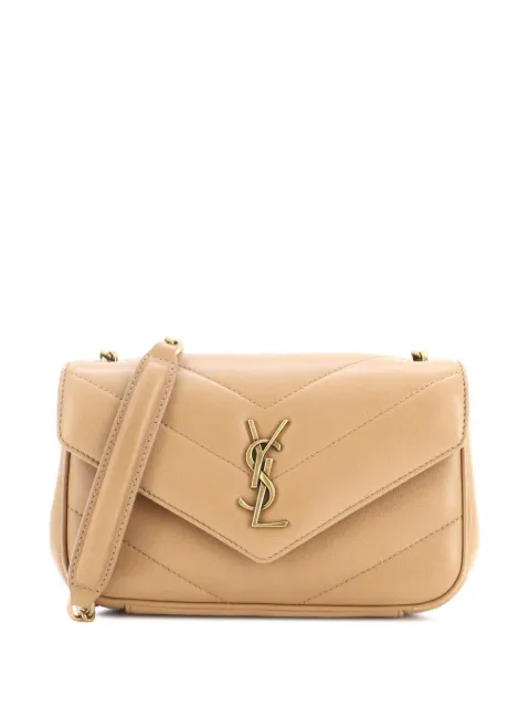 Saint Laurent Pre-Owned Loulou NM Matelasse Chevron Leather Mini shoulder bag Brown GJMYSSO8PYG6GJPR