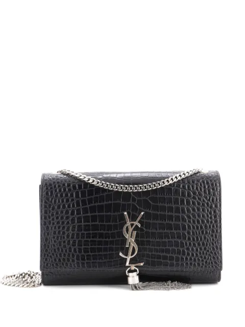 Saint Laurent Pre-Owned Classic Monogram Tassel Crocodile Embossed Leather Medium crossbody bag Black 4IUJHQKNI2G0EQZO