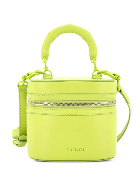 Gucci Pre-Owned Bamboo Top Handle Vanity Leather Mini shoulder bag Green 39Y8PIY9CRUCG1K6