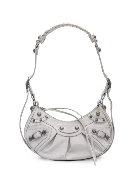 Balenciaga Pre-Owned 2020-2026 Sparkling Fabric Motocross Le Cagole XS crossbody bag Silver ZGFRMBC9SA73M8CP