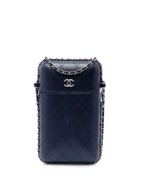 CHANEL Pre-Owned 2018 CC Quilted Lambskin Chain Around Phone Holder crossbody bag Blue UFM8DS0Z0350ANE7
