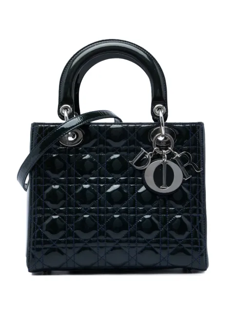 Christian Dior Pre-Owned 2010 Medium Patent Cannage Lady Dior satchel Blue KX7BIYY8MQR3S142