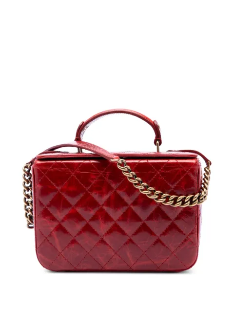 CHANEL Pre-Owned 2011 CC Quilted Glazed Calfskin Vanity Case satchel Red M0OTVSAVA2RICED3
