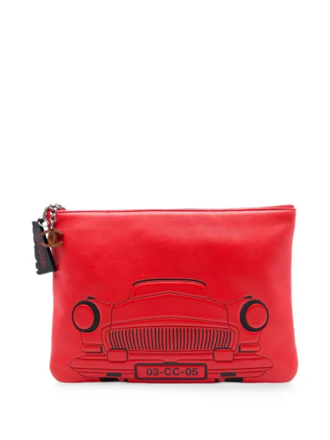 CHANEL Pre-Owned 2016-2017 Medium Printed Lambskin Cuba La Habana O Case clutch bag Red L1KHXDTN8HTIM2XA