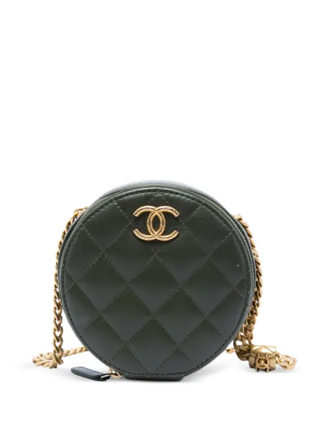 CHANEL Pre-Owned 2021-2026 CC Quilted Lambskin Round Clutch with Chain crossbody bag Green E558YRBUIPUN9EMS