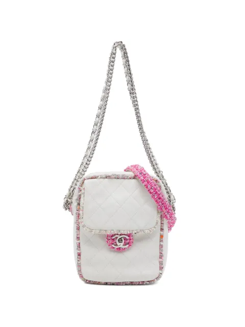 CHANEL Pre-Owned 2019 Quilted Lambskin and Tweed Elegant satchel White BGW15IW7961KUYVC