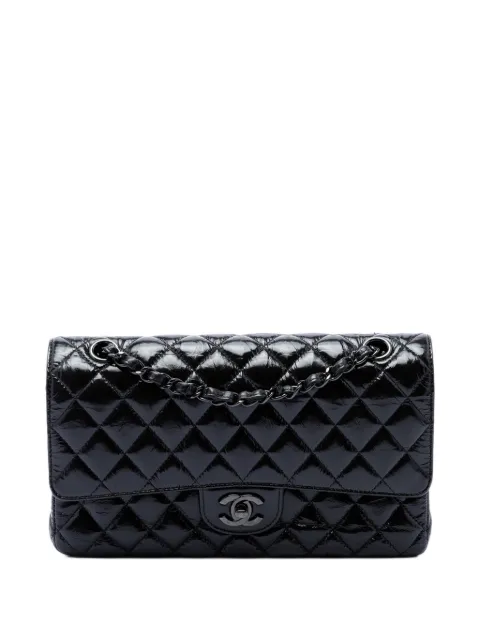 CHANEL Pre-Owned 2019 Medium Classic Shiny Crumpled Calfskin So Black Double Flap shoulder bag Black BRDD2BM5FIHL4ASV